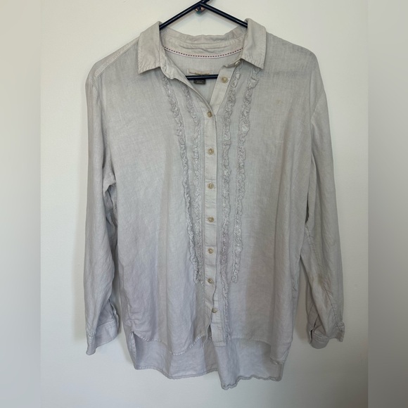 Anthropologie light gray Button-Up Top - Picture 1 of 6